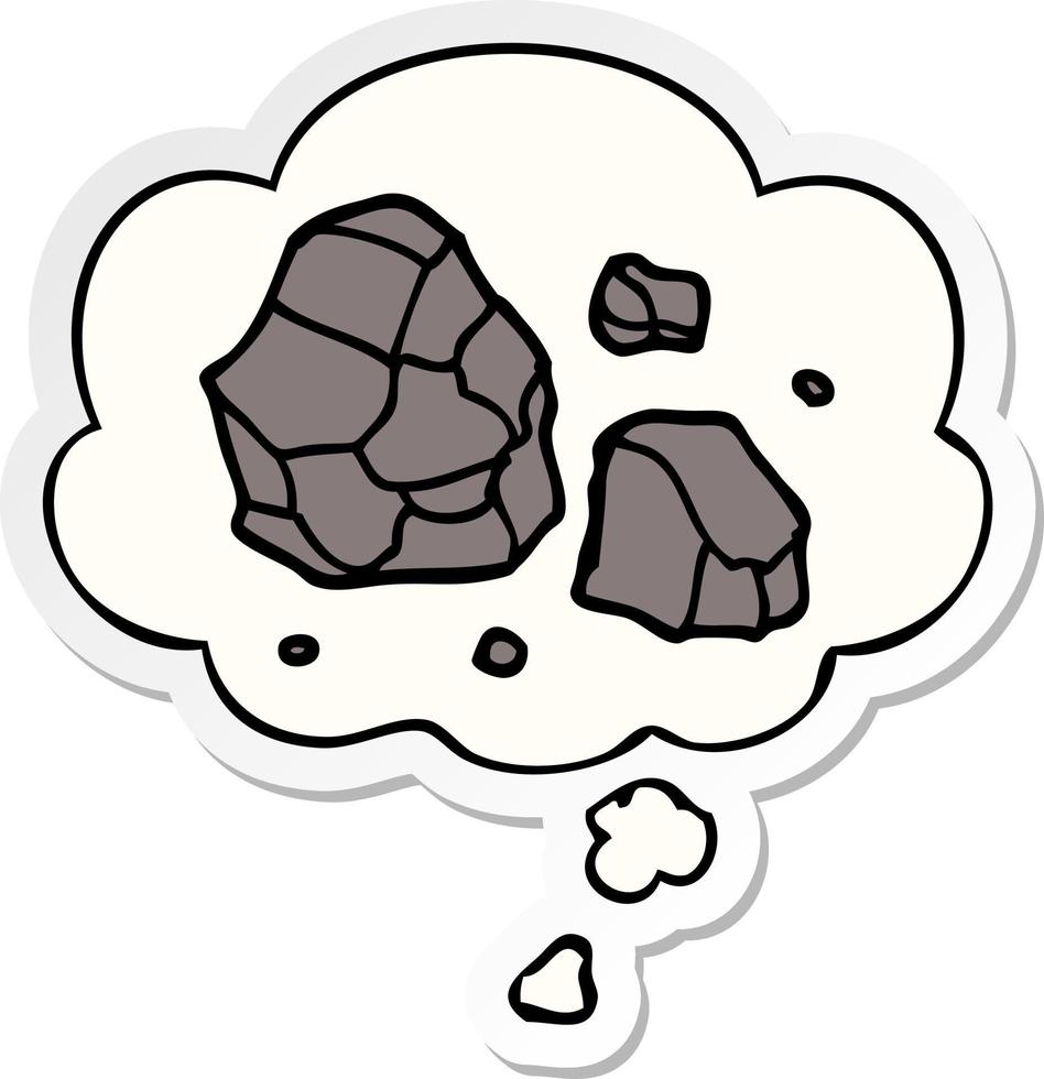 cartoon rocks and thought bubble as a printed sticker vector