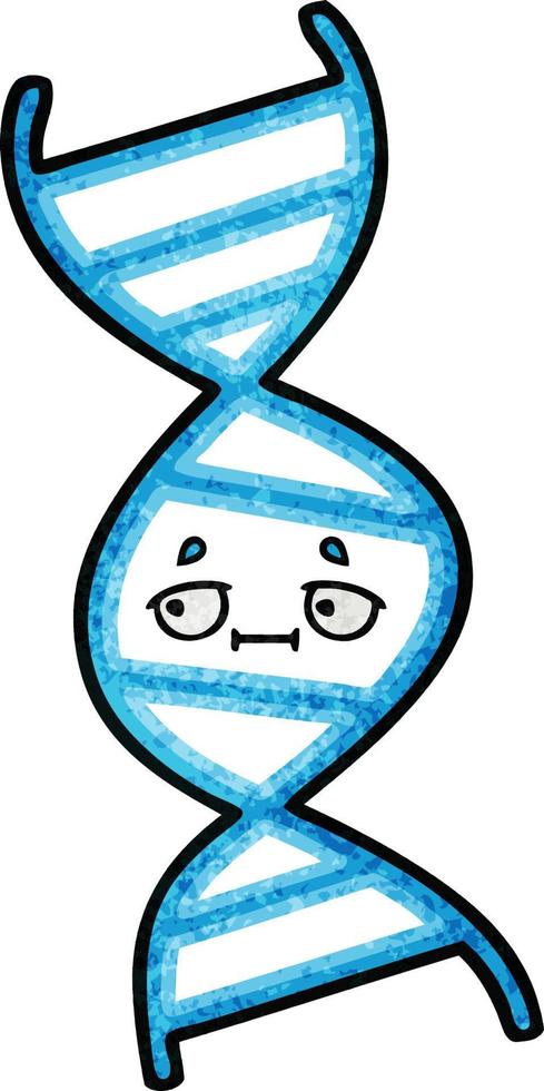 retro grunge texture cartoon DNA strand vector