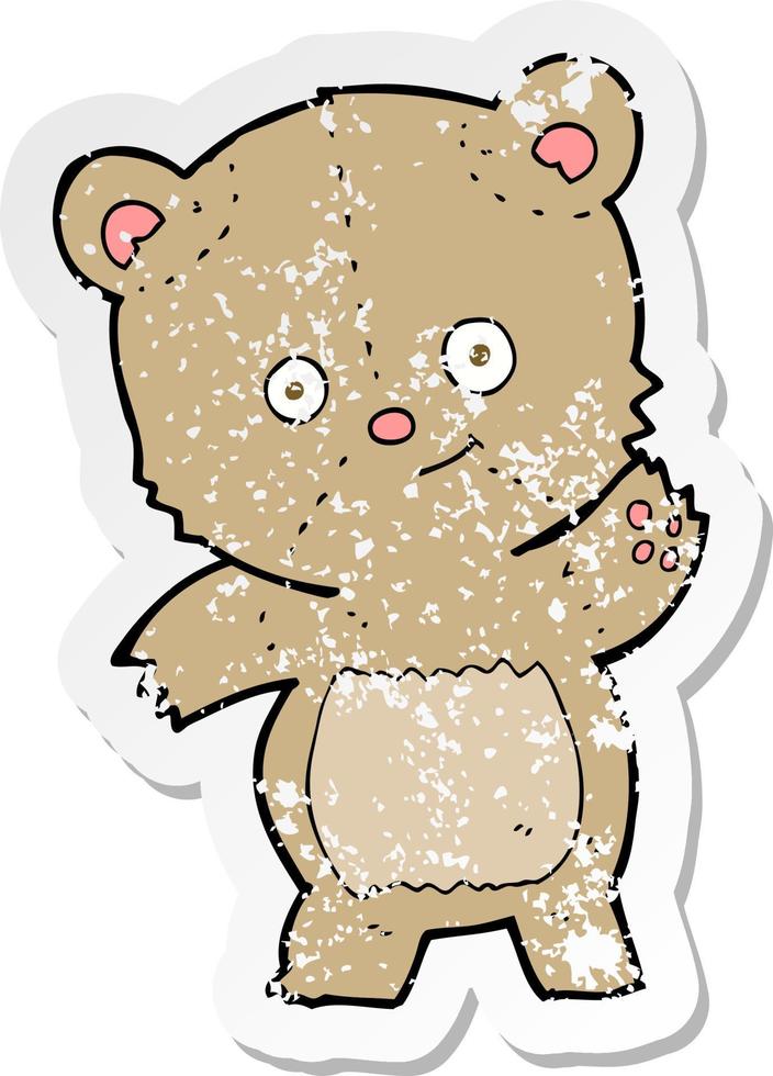 retro distressed sticker of a cartoon teddy bear vector