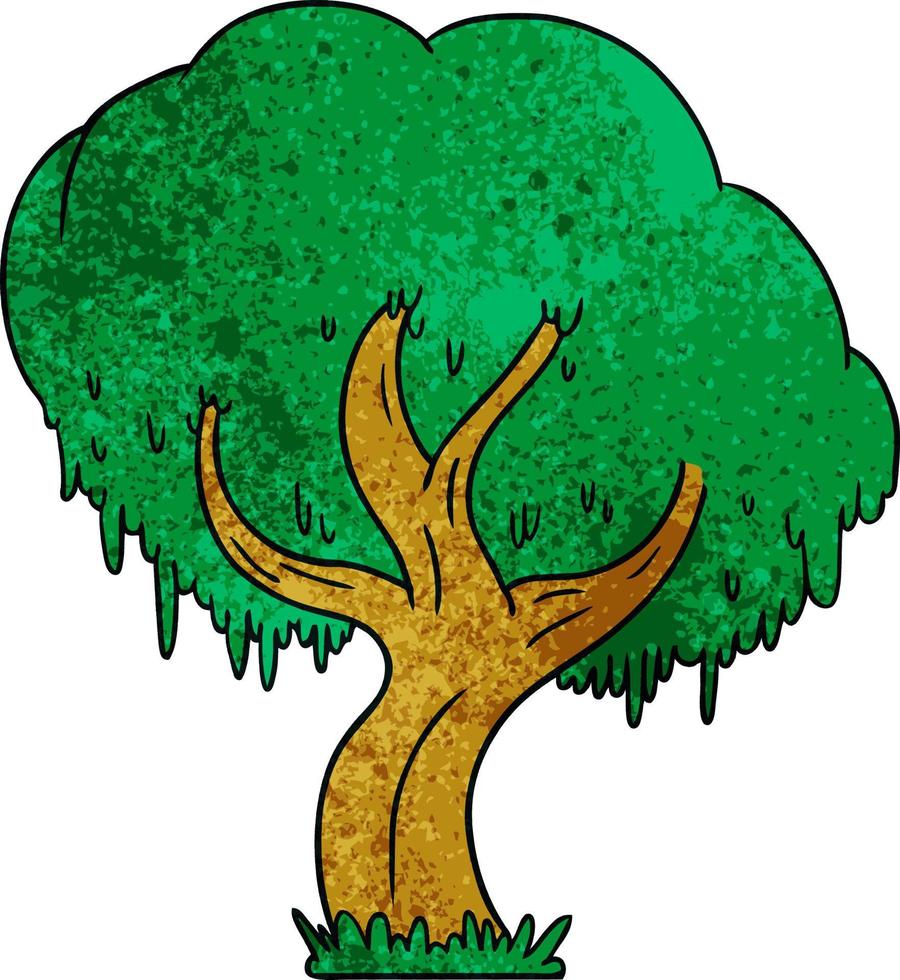 garabato de dibujos animados texturizados de un árbol verde vector