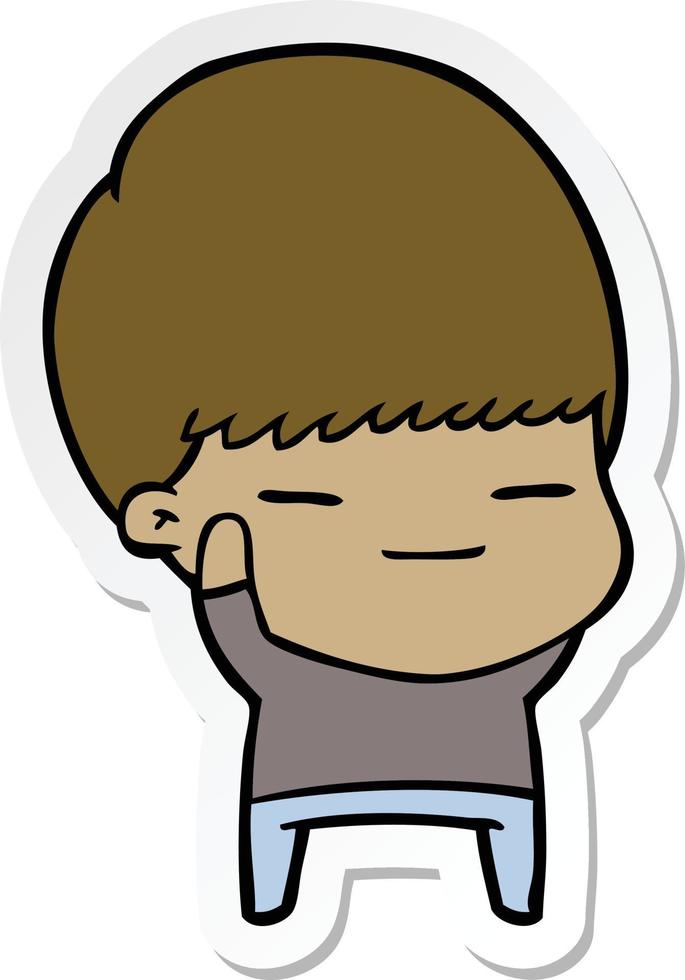 sticker of a cartoon smug boy vector