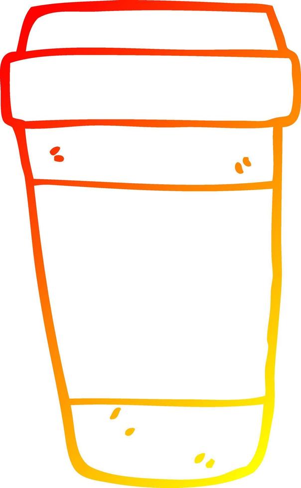 warm gradient line drawing cartoon coffee cup vector