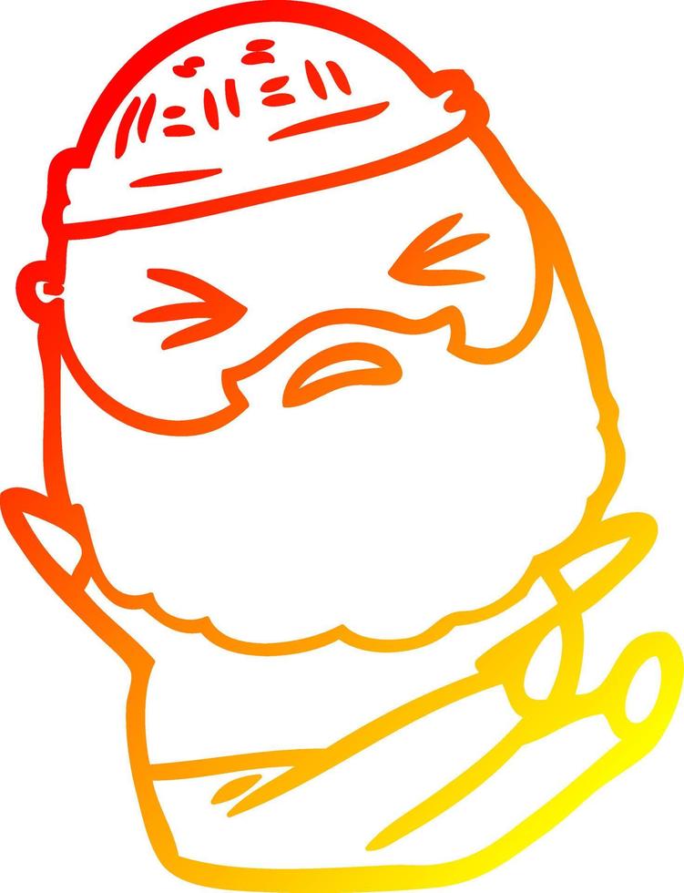 warm gradient line drawing cartoon man with beard vector