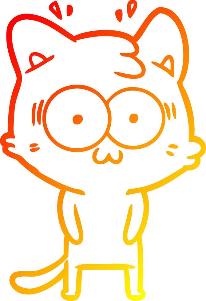warm gradient line drawing cartoon surprised cat vector