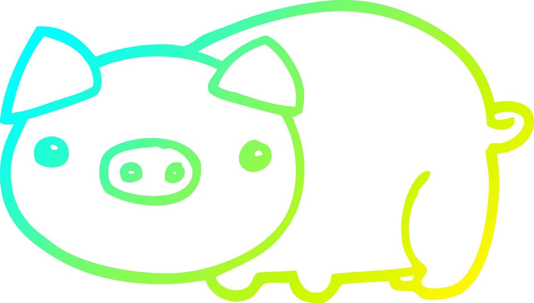 cold gradient line drawing cartoon pig vector