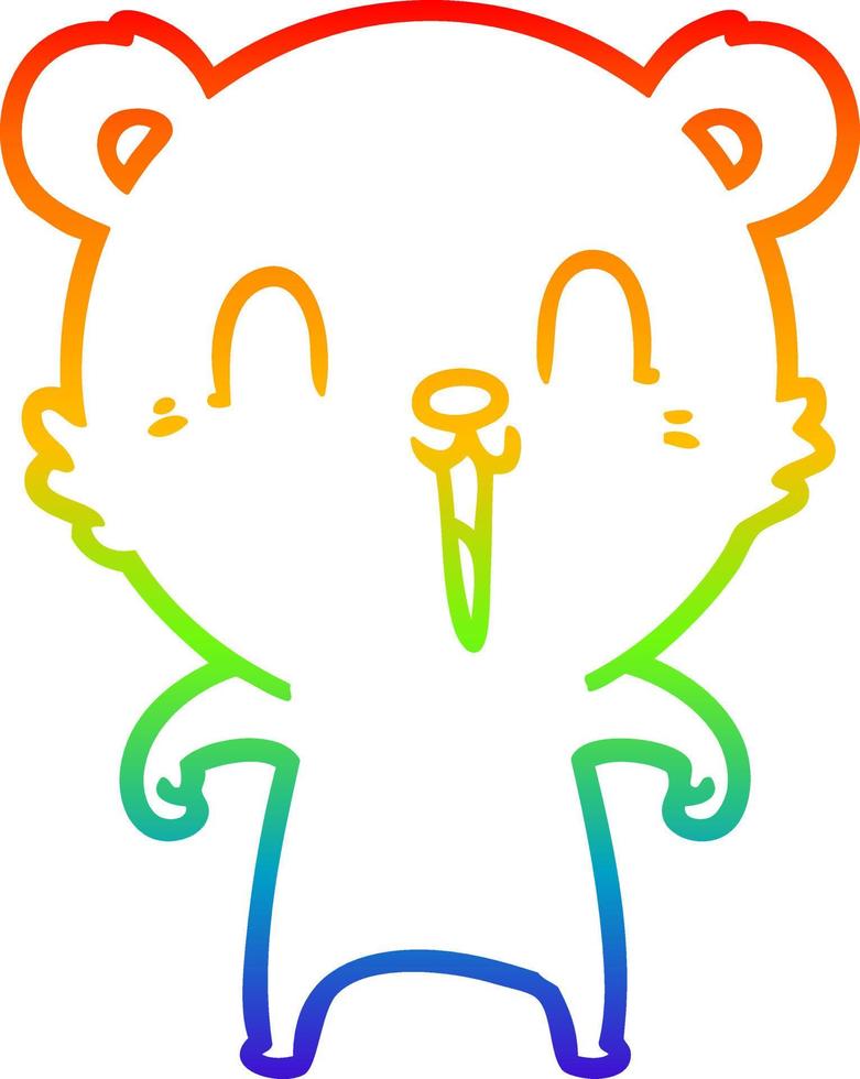 rainbow gradient line drawing happy cartoon bear vector