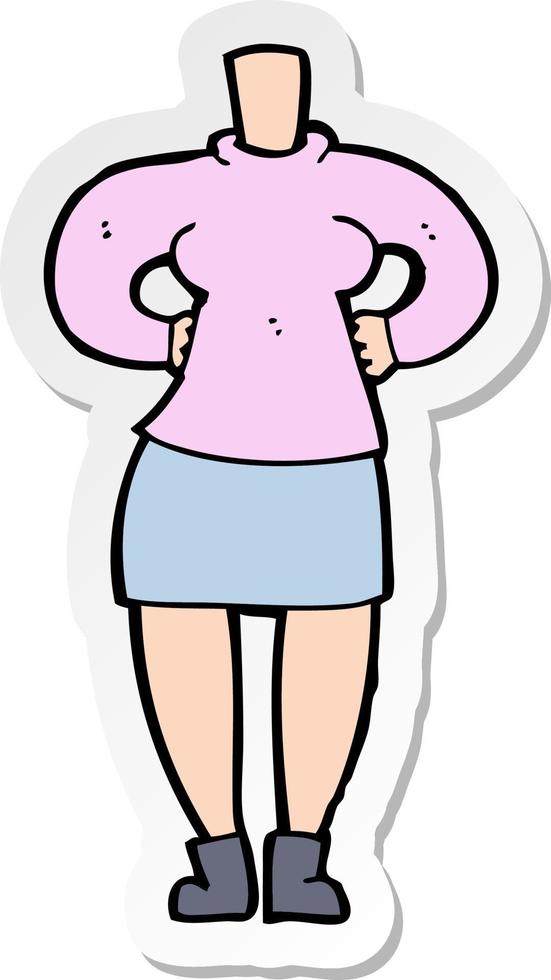 sticker of a cartoon female body vector