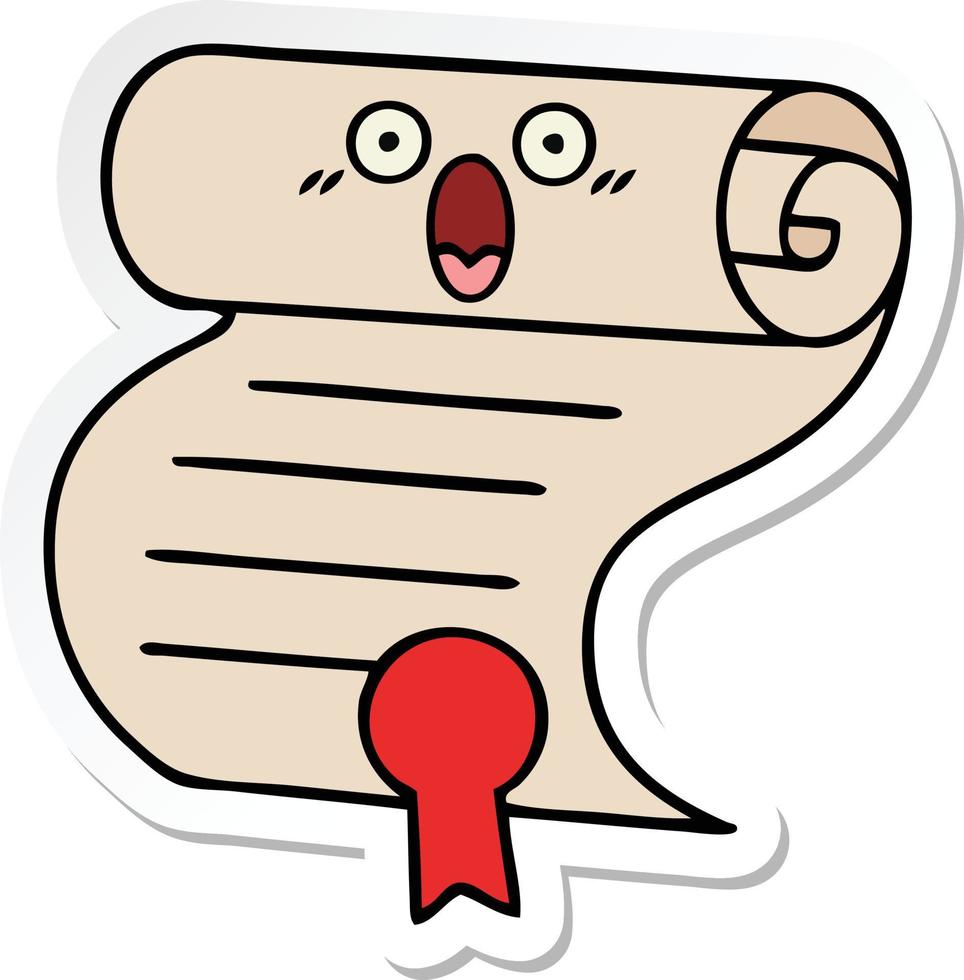 sticker of a cute cartoon contract vector