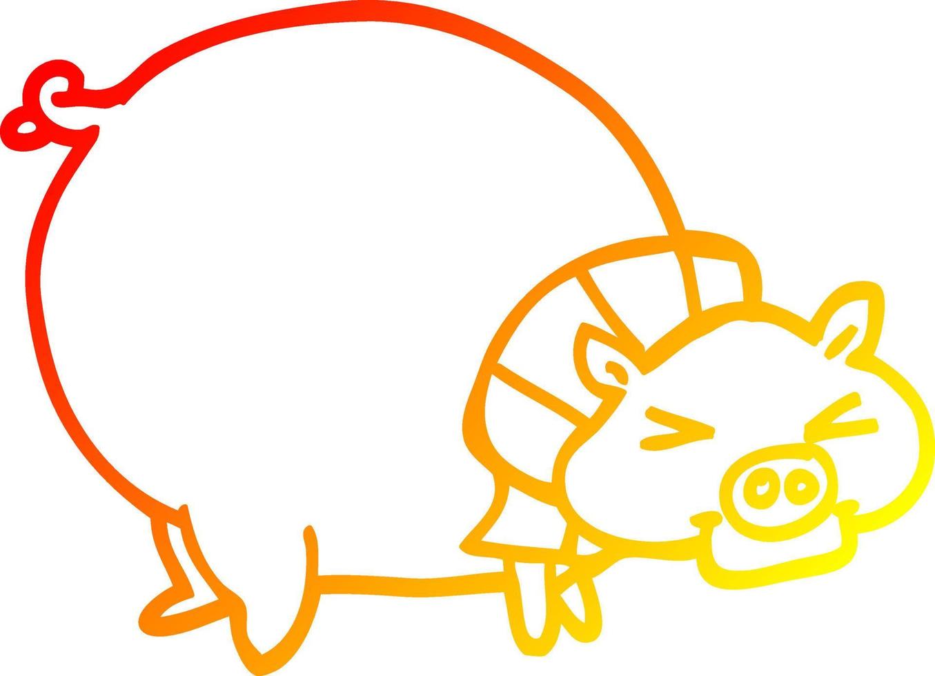 warm gradient line drawing cartoon fat pig vector