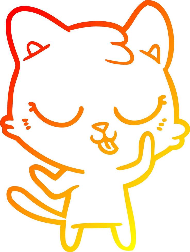 gato de dibujos animados de dibujo de línea de gradiente cálido vector