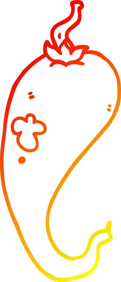 warm gradient line drawing cartoon chili pepper vector