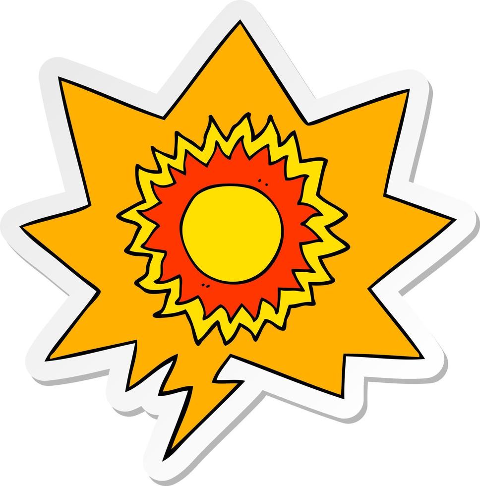 cartoon sun and speech bubble sticker vector