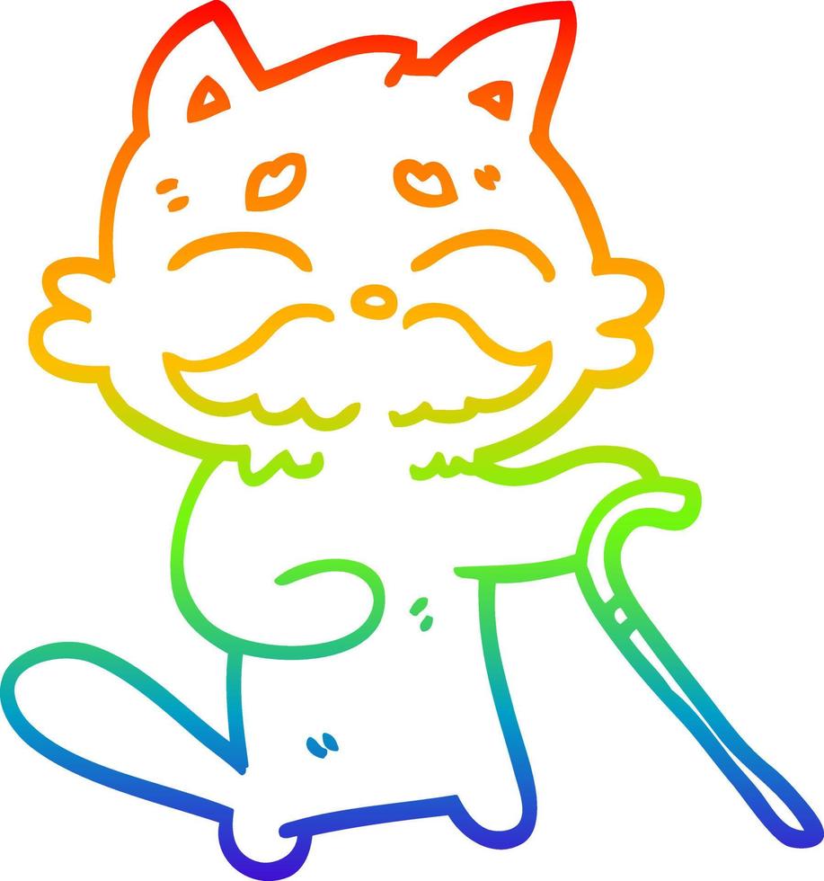 rainbow gradient line drawing cartoon old cat 10640899 Vector Art at  Vecteezy