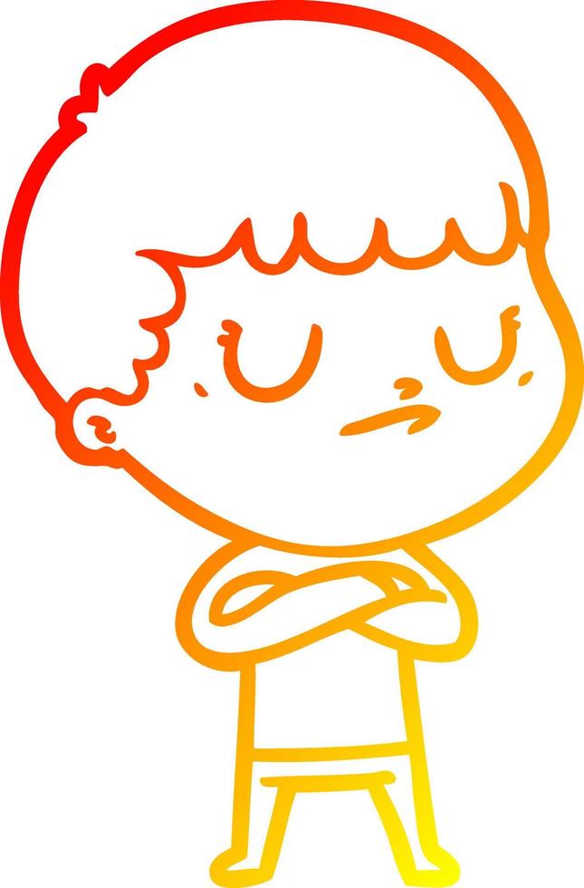warm gradient line drawing cartoon grumpy boy vector