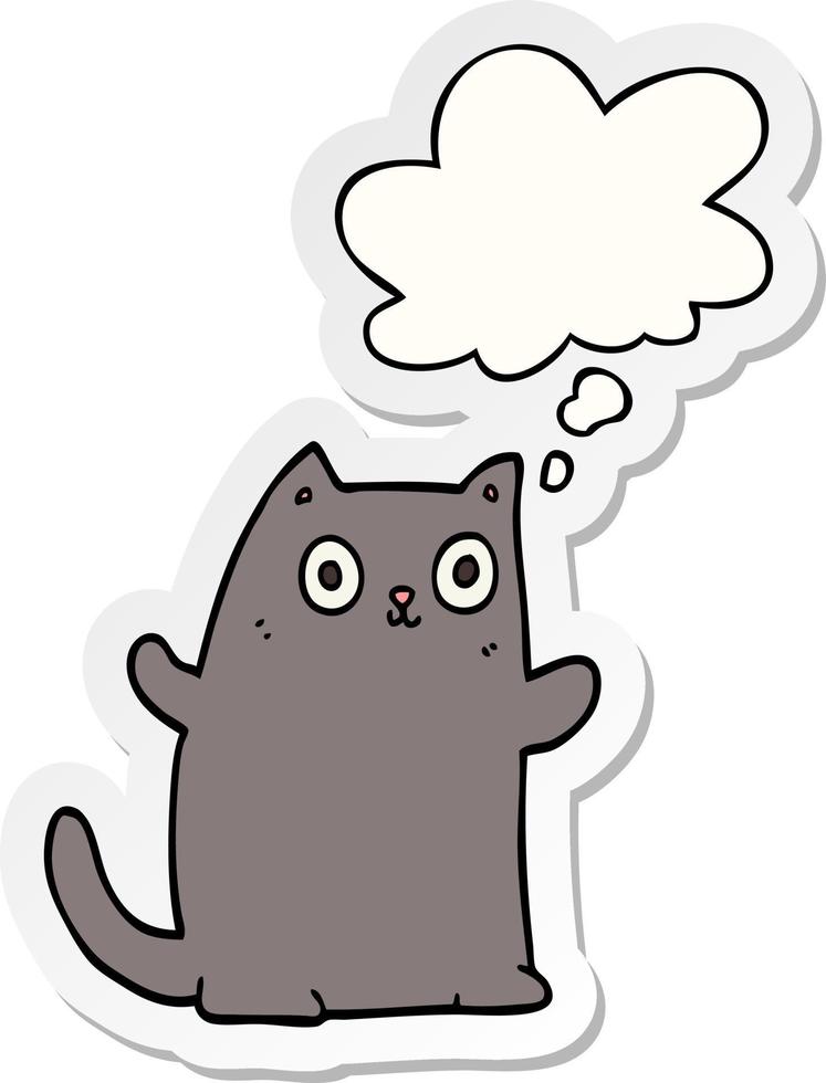 cartoon cat and thought bubble as a printed sticker vector