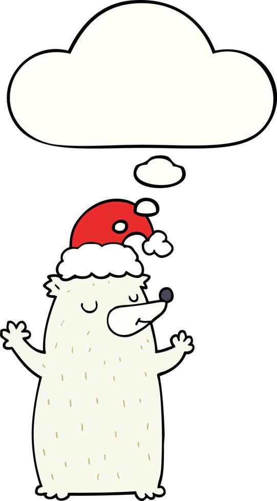 cute cartoon christmas bear and thought bubble vector