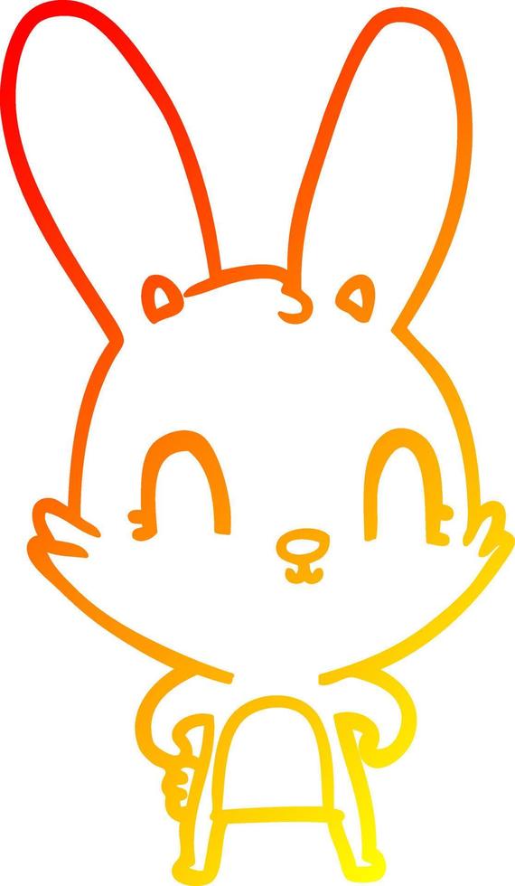 dibujo de línea de gradiente cálido lindo conejo de dibujos animados vector