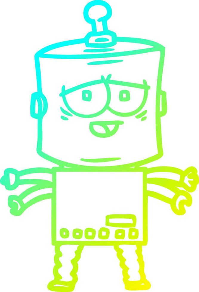 cold gradient line drawing cartoon robot vector
