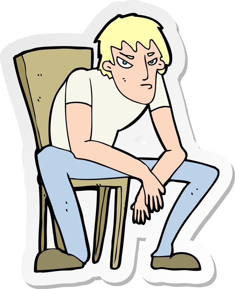 sticker of a cartoon dejected man vector