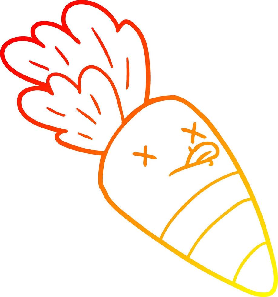 warm gradient line drawing cartoon dead carrot vector