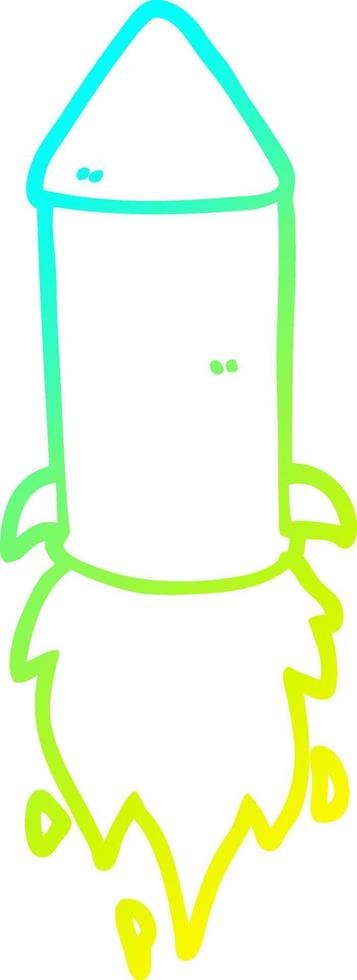 cold gradient line drawing cartoon rocket vector