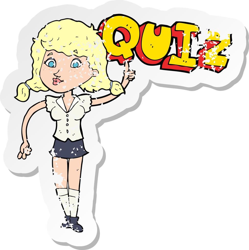 retro distressed sticker of a quiz sign cartoon vector
