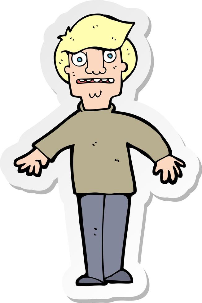 sticker of a cartoon shocked man vector