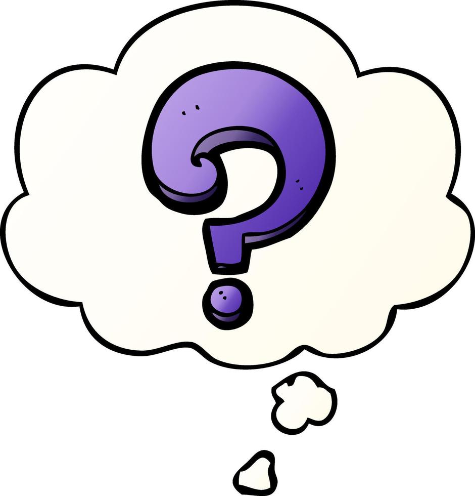 cartoon question mark and thought bubble in smooth gradient style vector