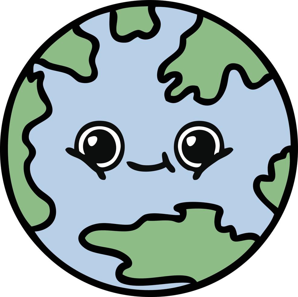cute cartoon planet earth vector