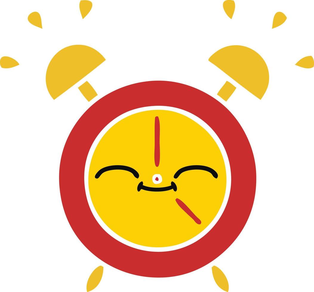 flat color retro cartoon alarm clock vector