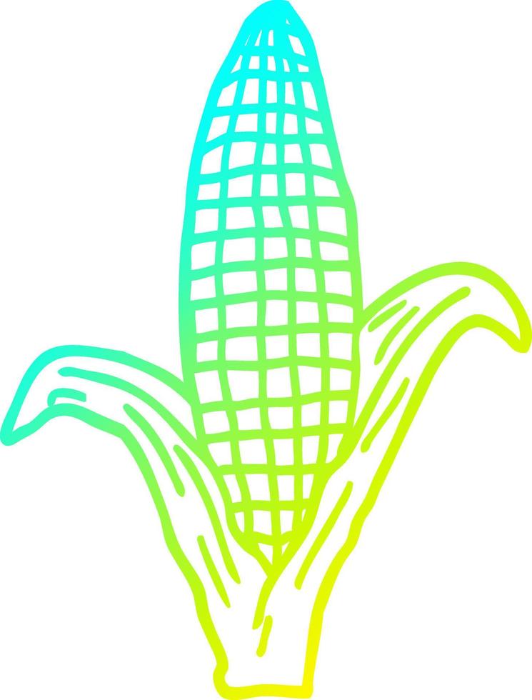 cold gradient line drawing cartoon corn on cob vector