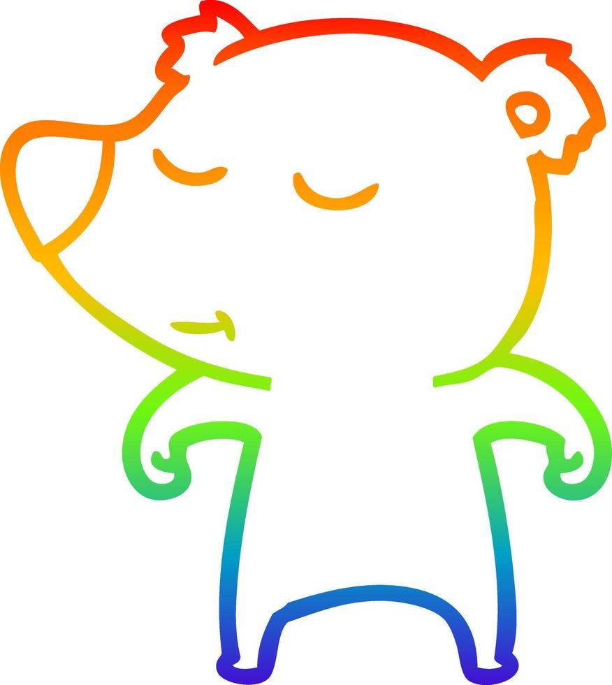 rainbow gradient line drawing happy cartoon bear vector