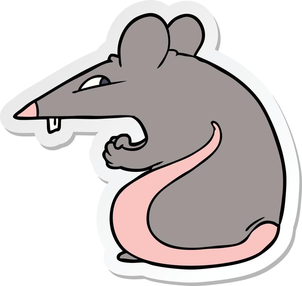 sticker of a sly cartoon rat vector