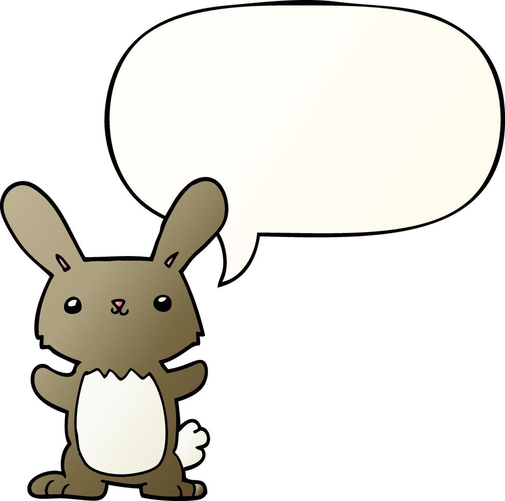 cute cartoon rabbit and speech bubble in smooth gradient style vector