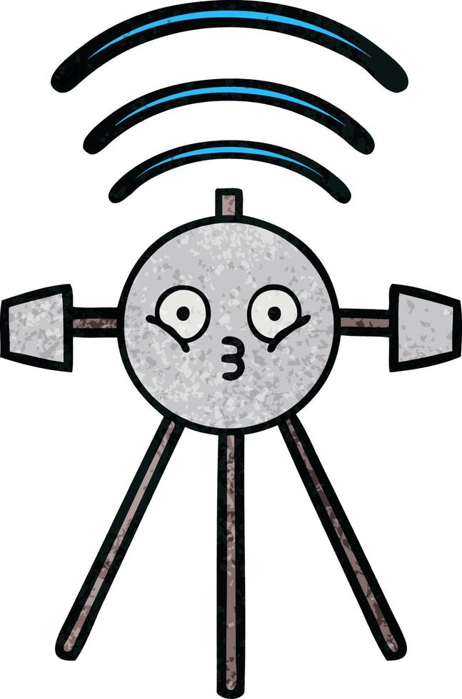 retro grunge texture cartoon satellite vector