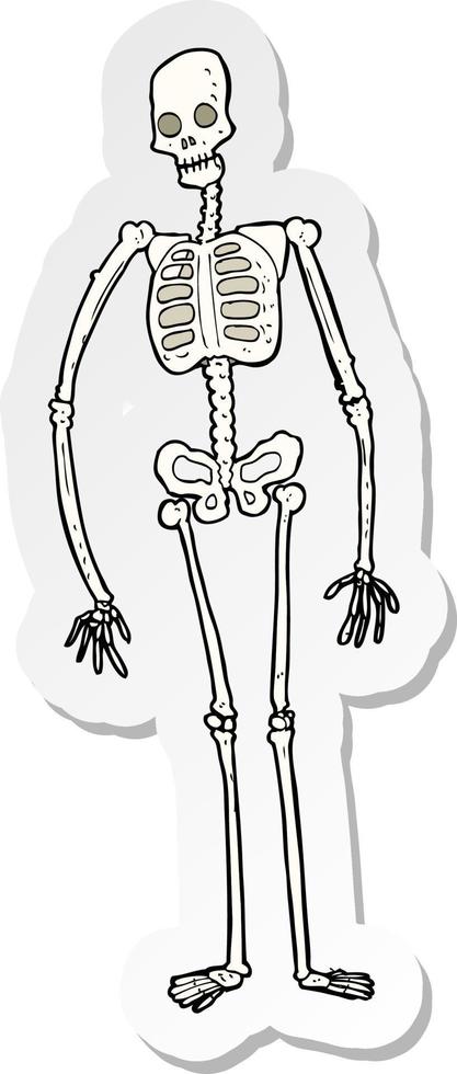 sticker of a cartoon spooky skeleton vector