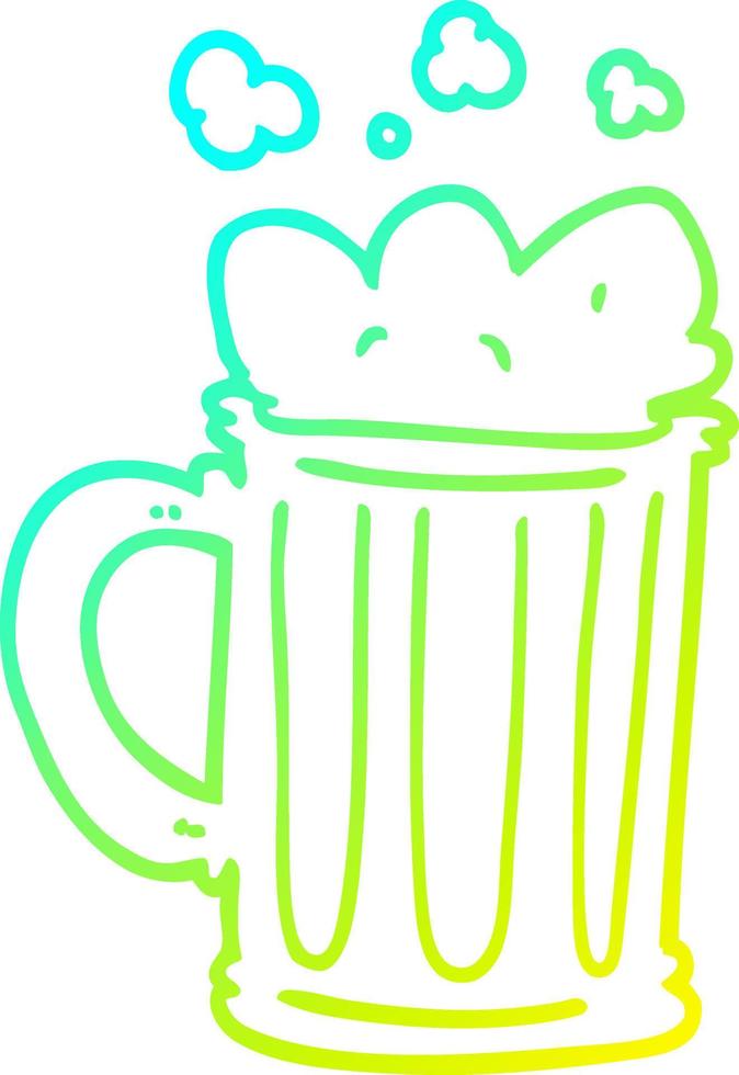 cold gradient line drawing cartoon pint of beer vector