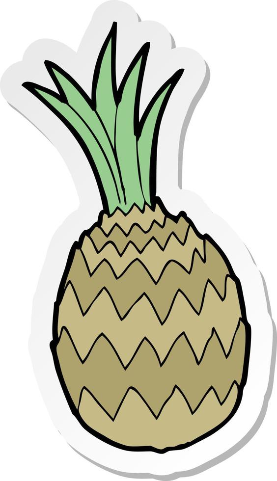 sticker of a cartoon pineapple vector