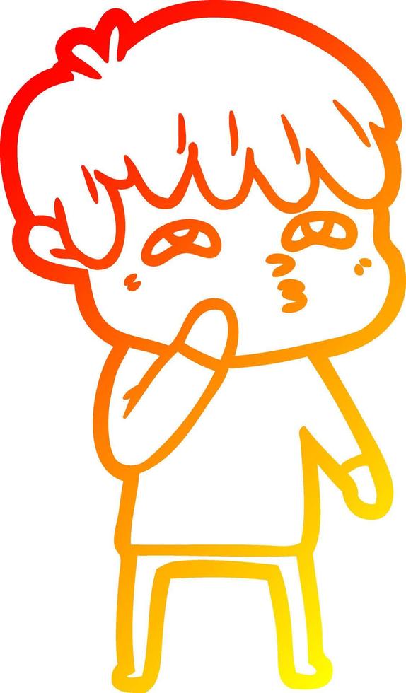 warm gradient line drawing cartoon curious man vector