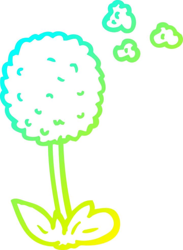 cold gradient line drawing cartoon flower vector