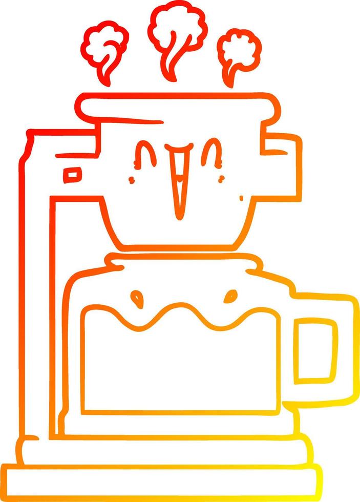 warm gradient line drawing steaming hot coffee pot vector