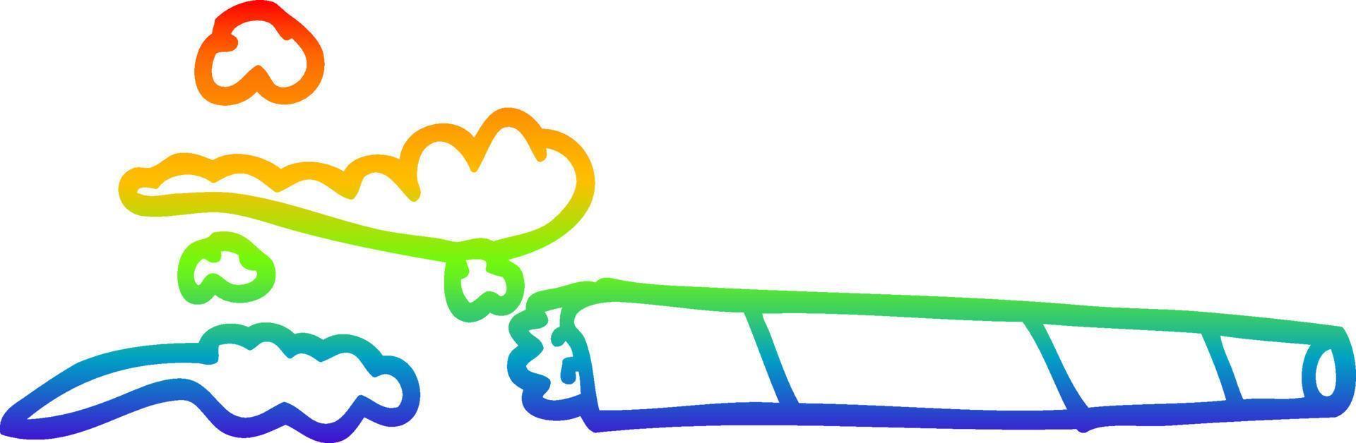 dibujo de línea de gradiente de arco iris articulación iluminada de dibujos animados vector