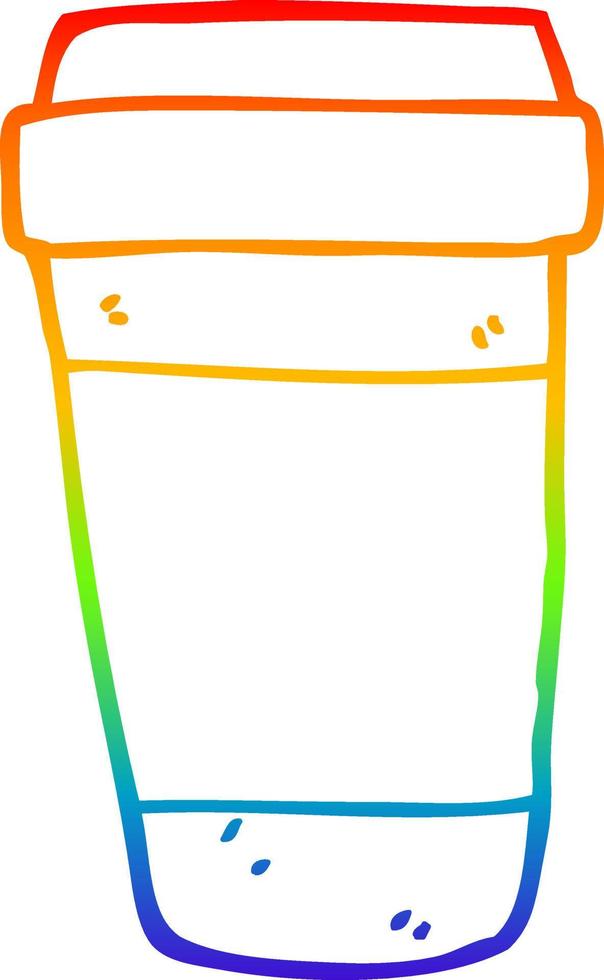 taza de café de dibujos animados de dibujo de línea de gradiente de arco iris vector