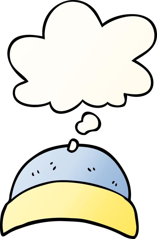 cartoon hat and thought bubble in smooth gradient style vector