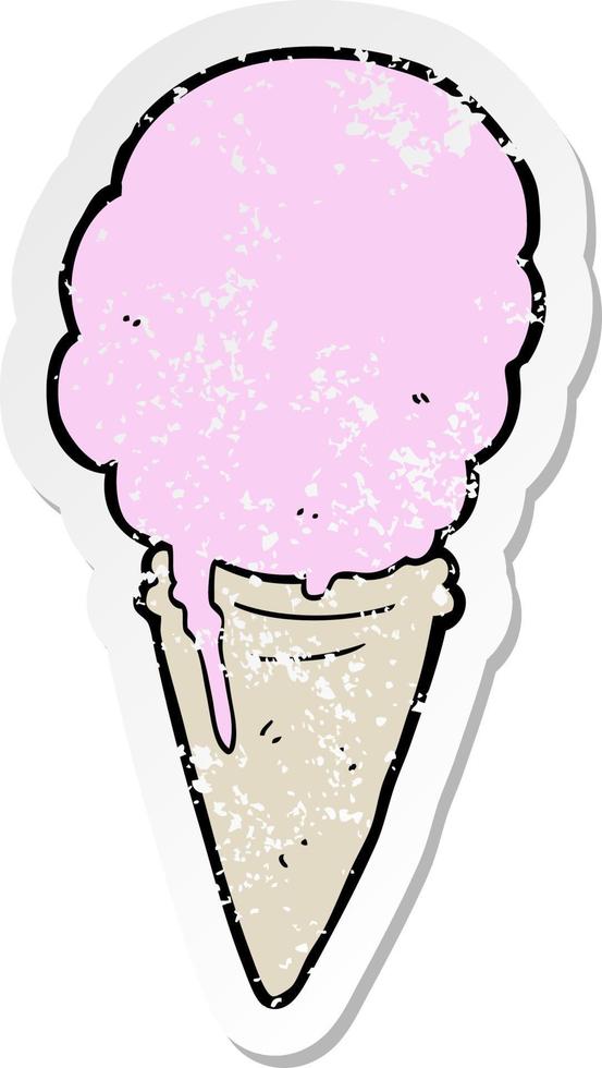 distressed sticker of a cartoon ice cream vector