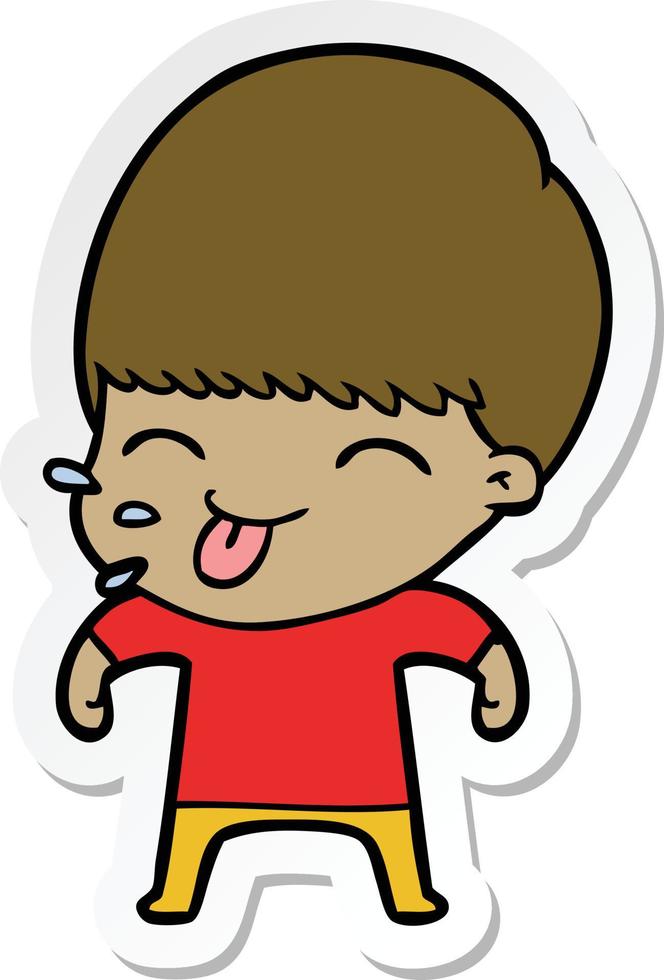 sticker of a funny cartoon boy vector