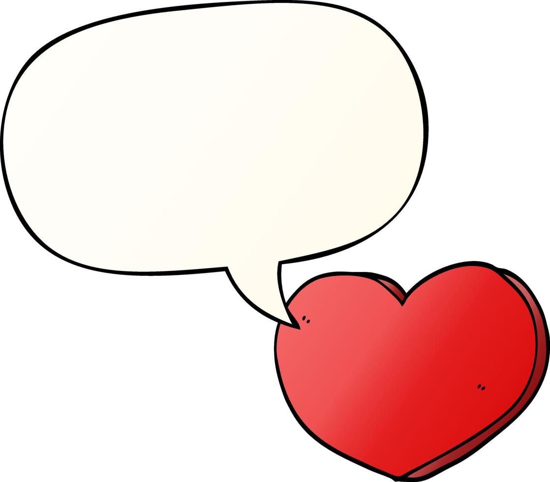 cartoon love heart and speech bubble in smooth gradient style vector