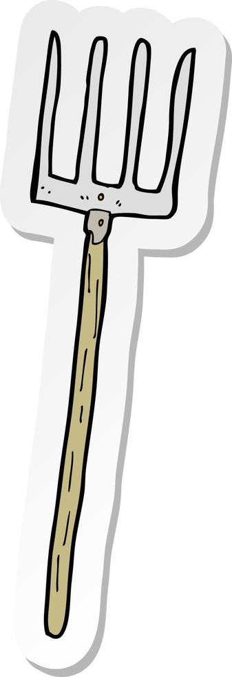 sticker of a cartoon pitch fork vector