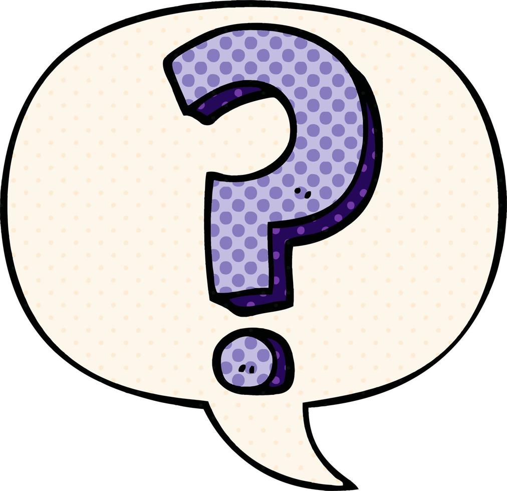 cartoon question mark and speech bubble in comic book style vector