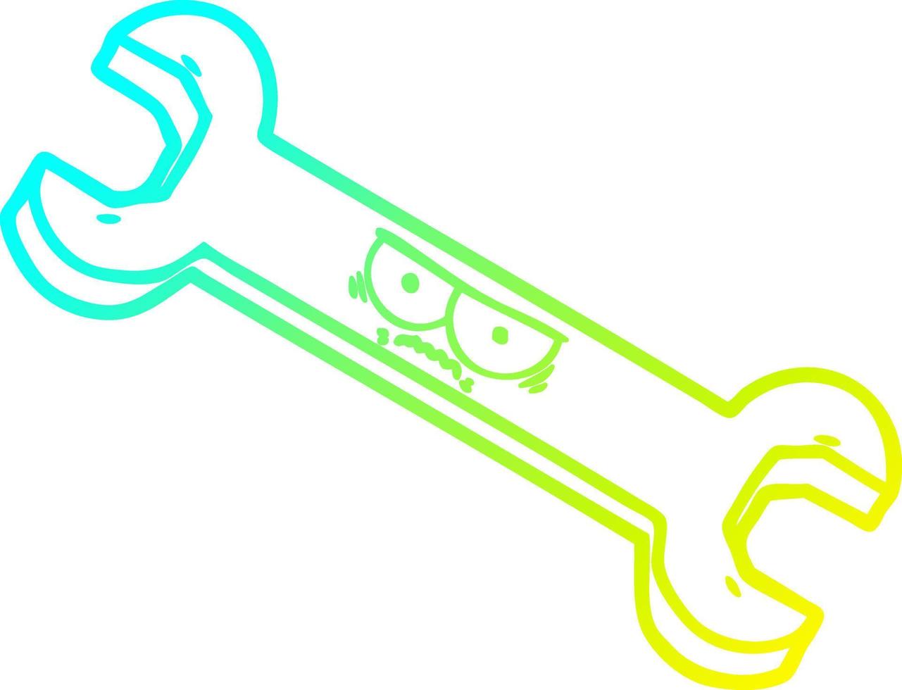 cold gradient line drawing cartoon angry tool vector